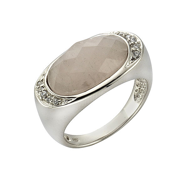 Zeeme Gemstones Ring 925/- Sterling Silber Rosenquarz rosa Rhodiniert (Größe: 058 (18,5))