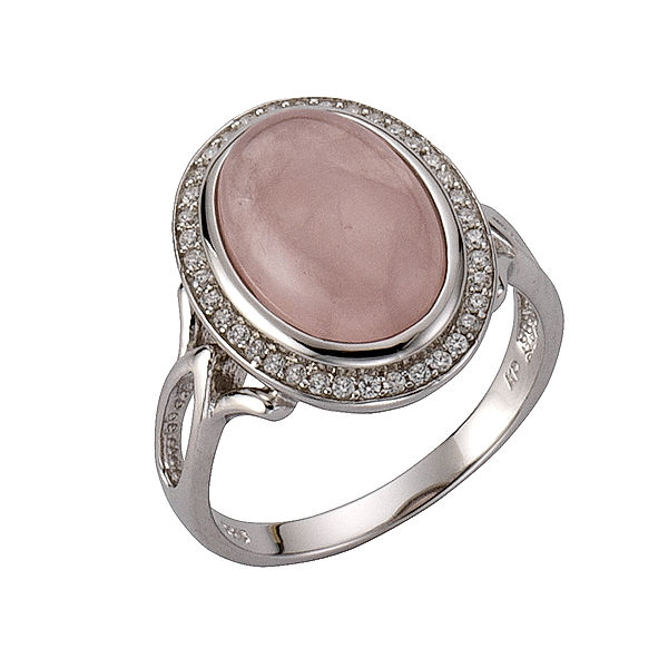 Zeeme Gemstones Ring 925/- Sterling Silber Rosenquarz rosa Glänzend (Größe: 060 (19,1))