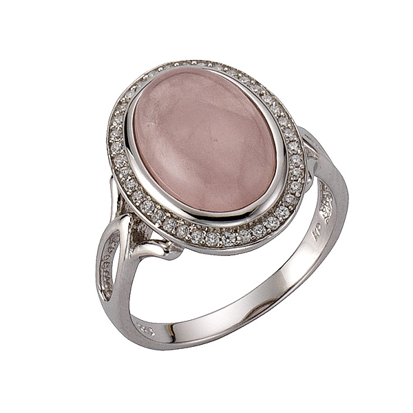 Zeeme Gemstones Ring 925/- Sterling Silber Rosenquarz rosa Glänzend (Größe: 054 (17,2))