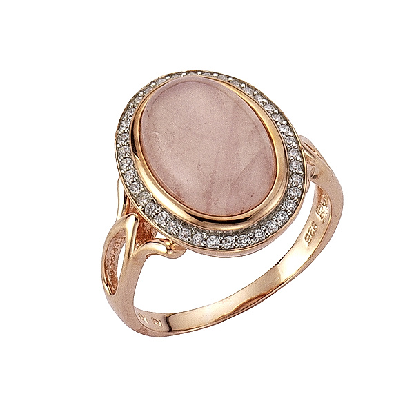 Zeeme Gemstones Ring 925/- Sterling Silber Rosenquarz rosa Glänzend (Größe: 060 (19,1))
