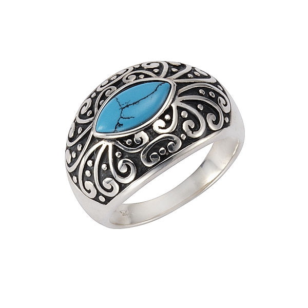 Zeeme Gemstones Ring 925/- Sterling Silber Türkis türkis Glänzend (Größe: 017 (53,5))