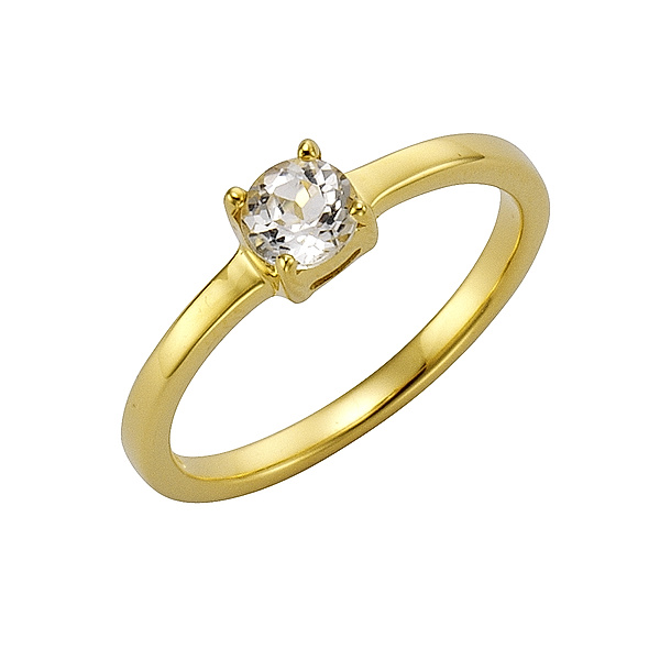 Zeeme Gemstones Ring 925/- Sterling Silber Weißtopas weiß Glänzend (Größe: 052 (16,6))