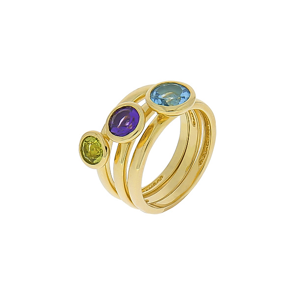Zeeme Gemstones Ring-Set 925/- Sterling Silber Blautopas beh. blau Glänzend 1,50 ct. (Größe: 060 (19,1))