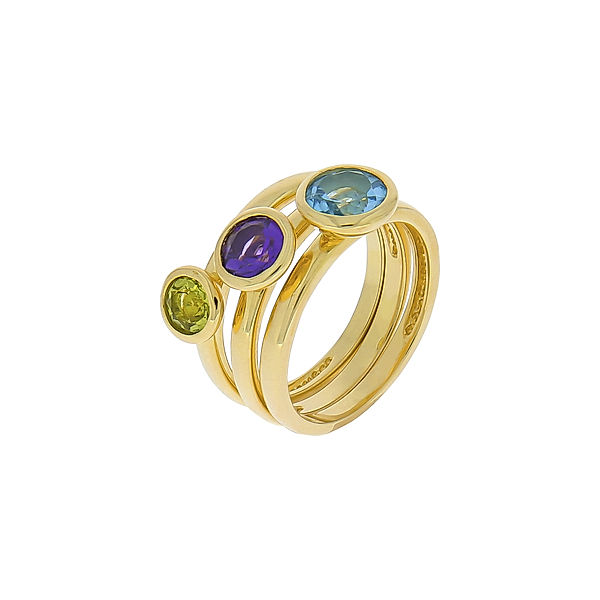 Zeeme Gemstones Ring-Set 925/- Sterling Silber Blautopas beh. blau Glänzend 1,50 ct. (Größe: 052 (16,6))