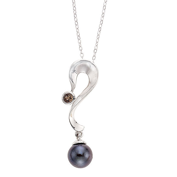 Zeeme Pearls Anhänger mit Kette 925/- Sterling Silber Perle schwarz 45 cm rhodiniert