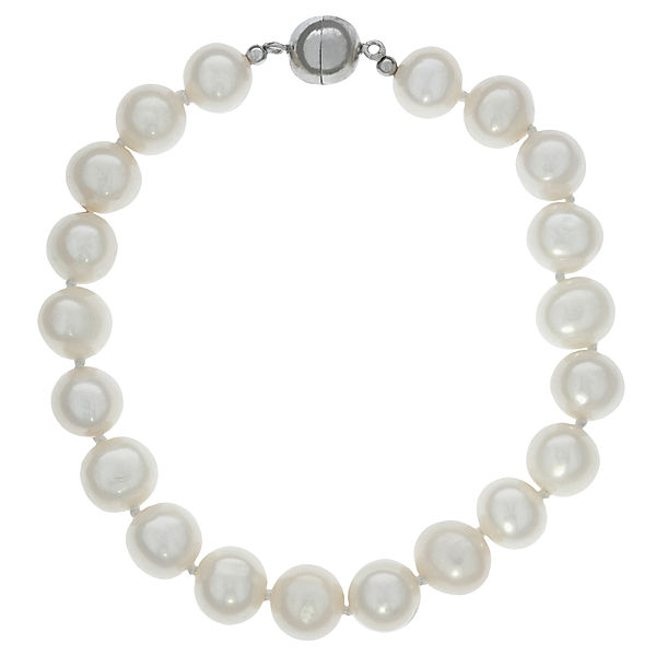 Zeeme Pearls Armband 925/- Sterling Silber Süßwasserzuchtperle weiß 19cm Glänzend