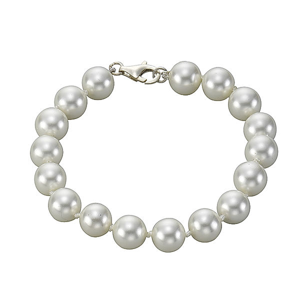 Zeeme Pearls Armband 925/- Sterling Silber Muschelkernperle 20cm Glänzend (Farbe: weiß)
