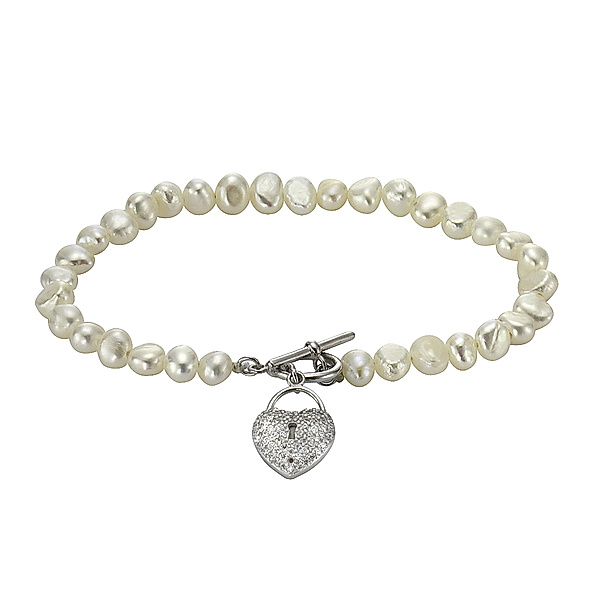 Zeeme Pearls Armband 925/- Sterling Silber Perle 19,5cm Glänzend