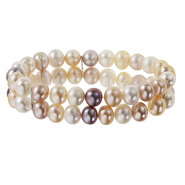 Zeeme Pearls Armband 925/- Sterling Silber Perle bunt 19cm Rhodiniert