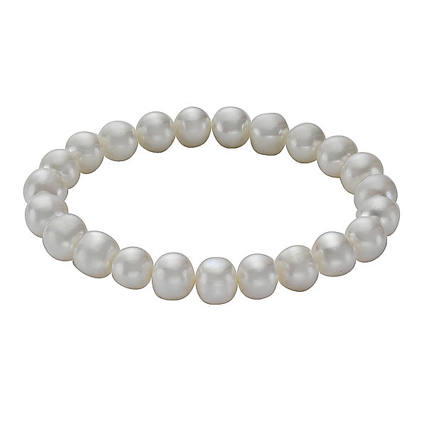 Zeeme Pearls Armband ohne Metall Süßwasserzuchtperle weiß 18cm Glänzend