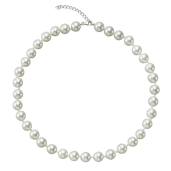 Zeeme Pearls Collier 925/- Sterling Silber Muschelkernperle weiß 42+5cm Glänzend (Farbe: weiß)