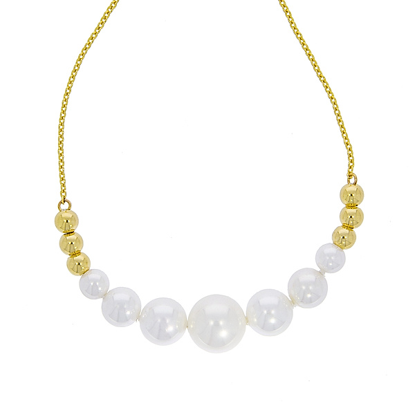 Zeeme Pearls Collier 925/- Sterling Silber Perle weiß 45cm Glänzend