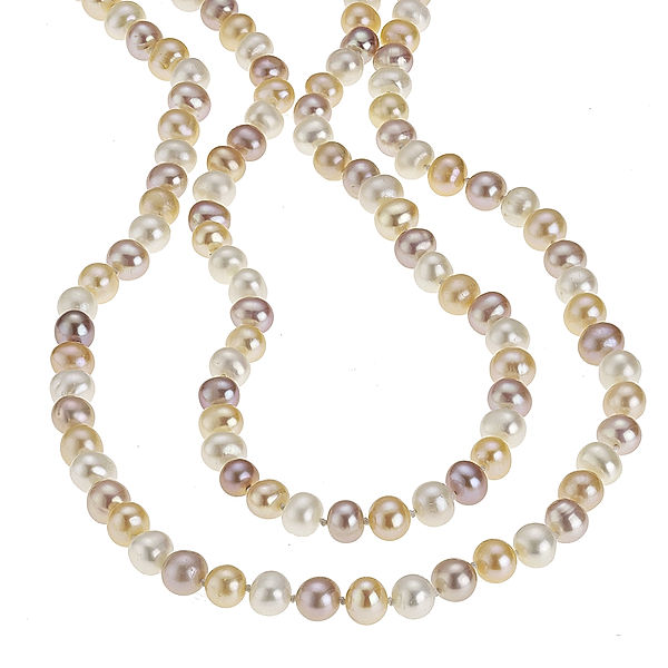 Zeeme Pearls Collier ohne Metall Süßwasserzuchtperle 120cm Glänzend