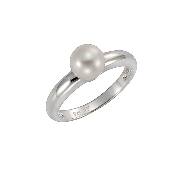 Zeeme Pearls Ring 925/- Sterling Silber Süßwasserzuchtperle weiß Glänzend (Größe: 058 (18,5))