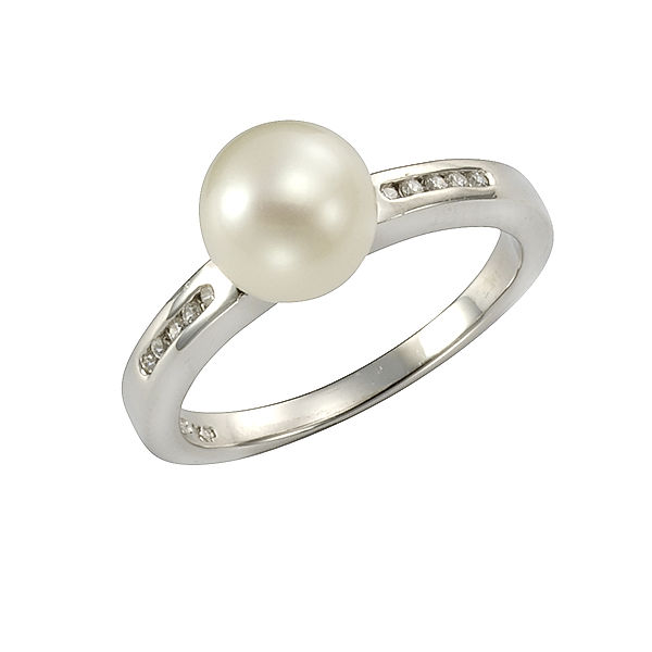 Zeeme Pearls Ring 925/- Sterling Silber Perle weiß Glänzend (Größe: 054 (17,2))