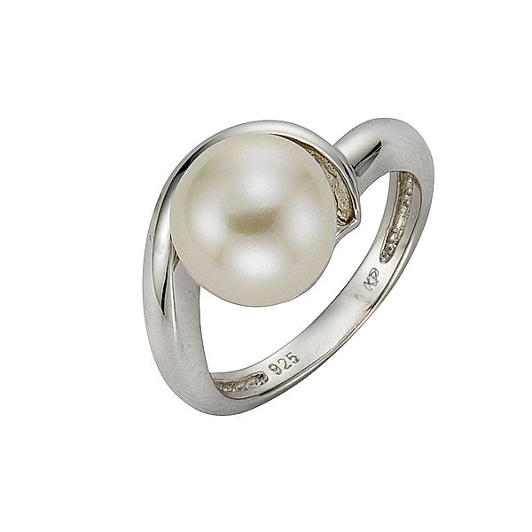 Zeeme Pearls Ring 925/- Sterling Silber Perle weiß Glänzend (Größe: 062 (19,7))