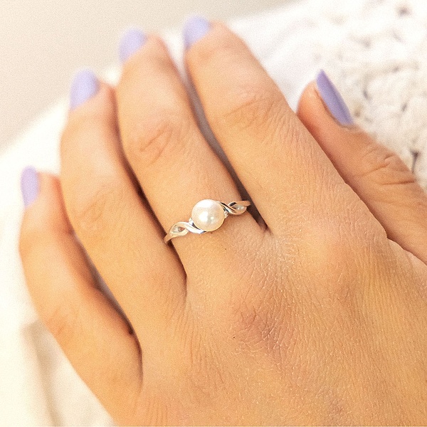 Zeeme Pearls Ring 925/- Sterling Silber Perle weiß Glänzend (Größe: 052 (16,6))