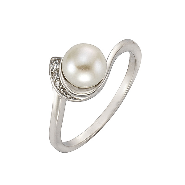 Zeeme Pearls Ring 925/- Sterling Silber Zirkonia weiß Rhodiniert (Größe: 054 (17,2))
