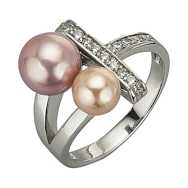 Zeeme Pearls Ring 925/- Sterling Silber Zirkonia weiß Glänzend (Größe: 068 (21,7))