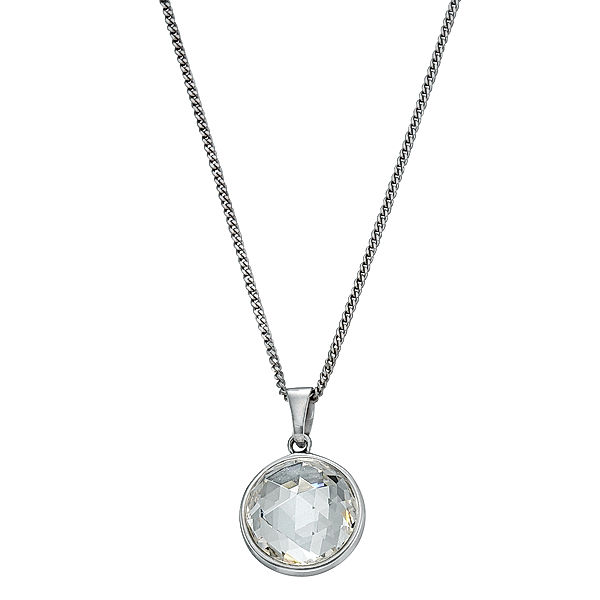 Zeeme Silber Anhänger mit Kette 925/- Sterling Silber Swarovski Kristalle weiß 45cm Glänzend