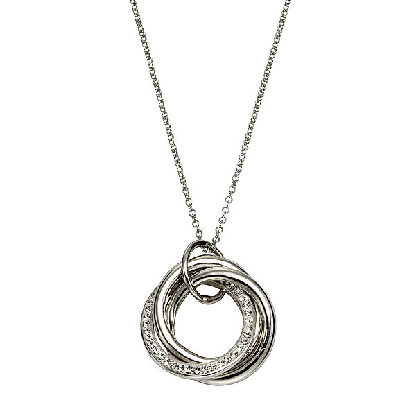 Zeeme Silber Anhänger mit Kette 925/- Sterling Silber Kristall weiß 46cm Glänzend