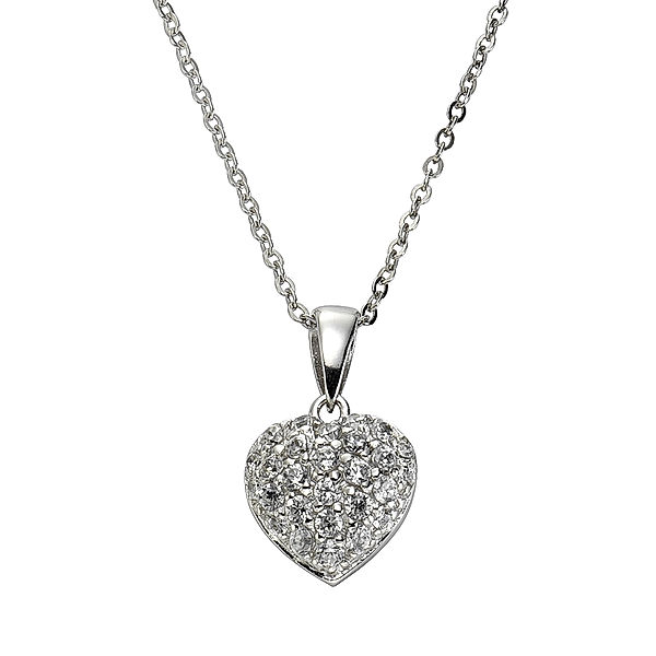 Zeeme Silber Anhänger mit Kette 925/- Sterling Silber Zirkonia weiß 45cm Glänzend