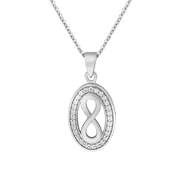 Zeeme Silber Anhänger mit Kette 925/- Sterling Silber Zirkonia weiß 45cm Glänzend