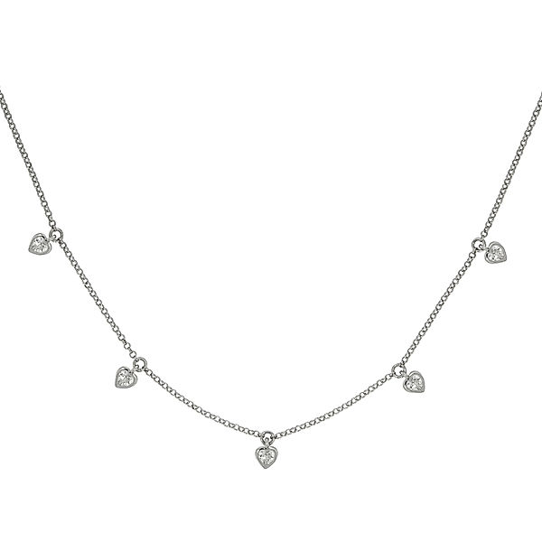 Zeeme Silber Halskette 925/- Sterling Silber Zirkonia weiß 45cm Glänzend