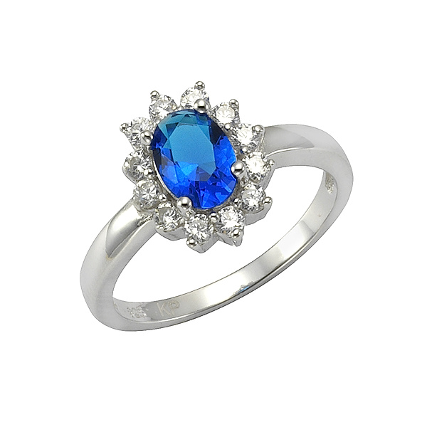 Glänzend Zeeme 058 Glasstein blau 925 Größe: Silber Silber 18,5 - Ring Sterling