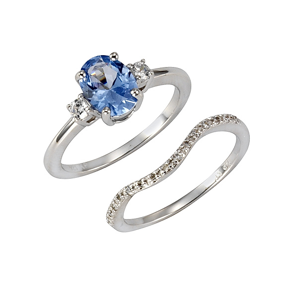Zeeme Silber Ring 925/- Sterling Silber Spinell blau Glänzend (Größe: 060 (19,1))
