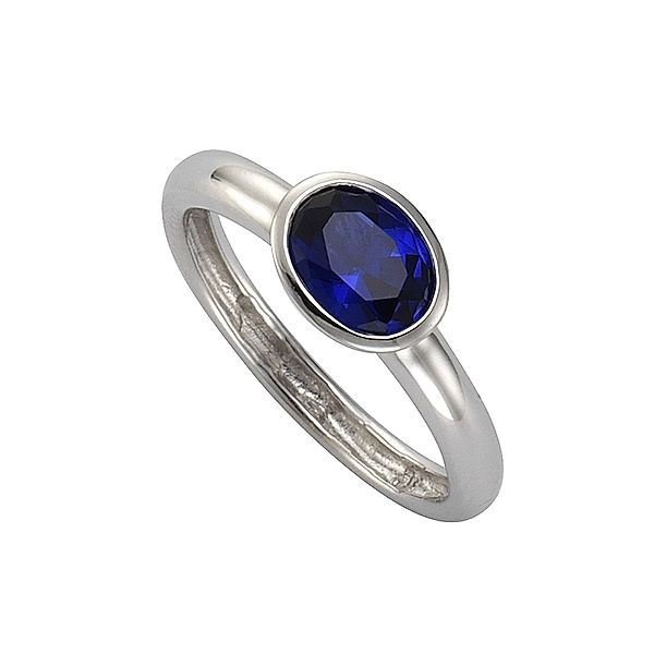 Zeeme Silber Ring 925/- Sterling Silber Zirkonia dunkelblau Glänzend (Größe: 058 (18,5))