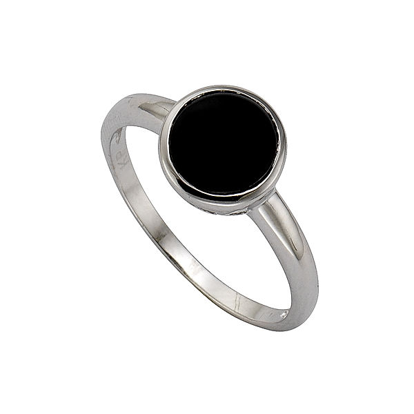 Zeeme Silber Ring 925/- Sterling Silber Zirkonia schwarz Glänzend (Größe: 052 (16,6))