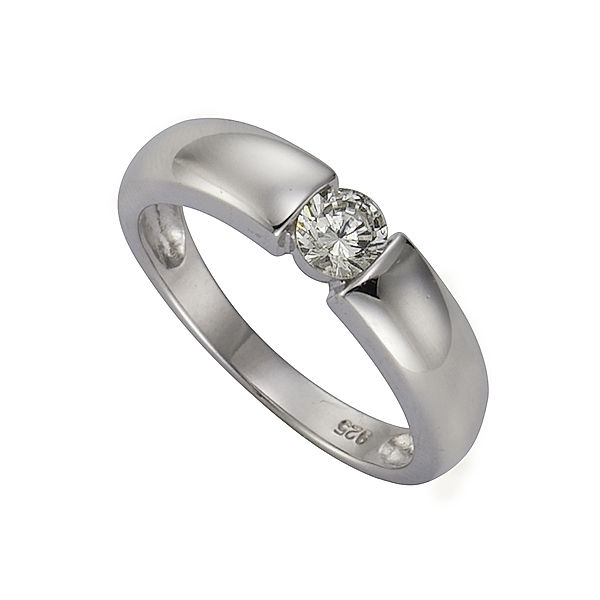 Zeeme Silber Ring 925/- Sterling Silber Zirkonia weiß Glänzend (Farbe: weiß, Größe: 058 (18,5))