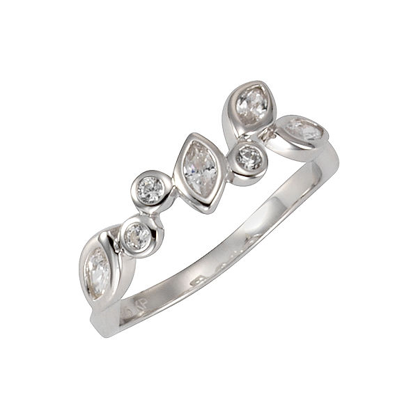 Zeeme Silber Ring 925/- Sterling Silber Zirkonia weiß Glänzend (Größe: 056 (17,8))