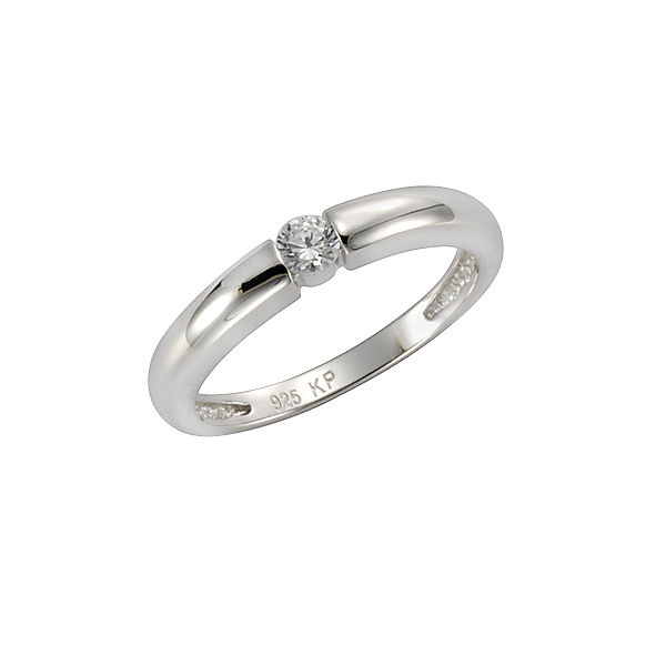 Zeeme Silber Ring 925/- Sterling Silber Zirkonia weiß Glänzend (Größe: 052 (16,6))