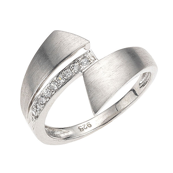 Zeeme Silber Ring 925/- Sterling Silber Zirkonia weiß Matt/Glanz (Größe: 054 (17,2))