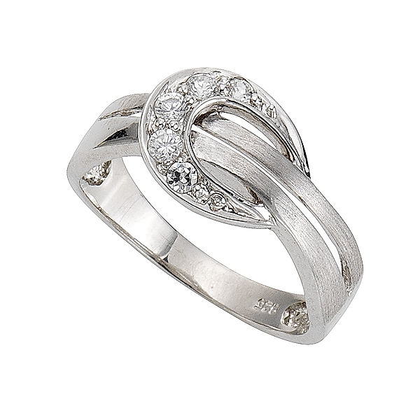 Zeeme Silber Ring 925/- Sterling Silber Zirkonia weiß Mattiert (Größe: 058 (18,5))