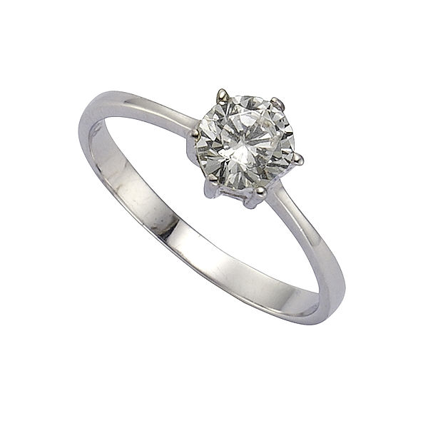 Zeeme Silber Ring 925/- Sterling Silber Zirkonia weiß Glänzend (Größe: 058 (18,5))