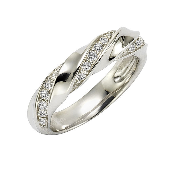 Zeeme Silber Ring 925/- Sterling Silber Zirkonia weiß Glänzend (Größe: 016 (50,5))