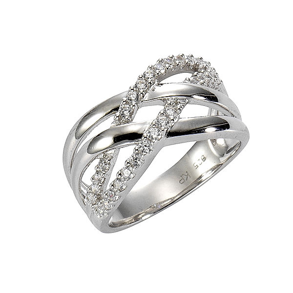 Zeeme Silber Ring 925/- Sterling Silber Zirkonia weiß Glänzend (Größe: 020 (63,7))