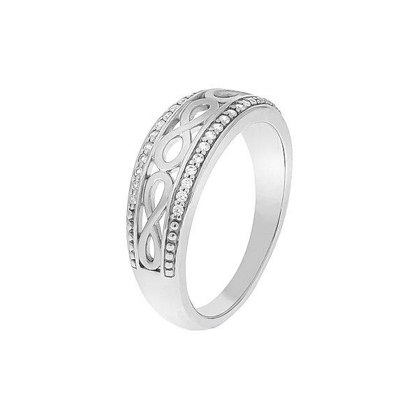 Zeeme Silber Ring 925 Zirkonia weiß Matt/Glanz (Größe: 058 (18,5))