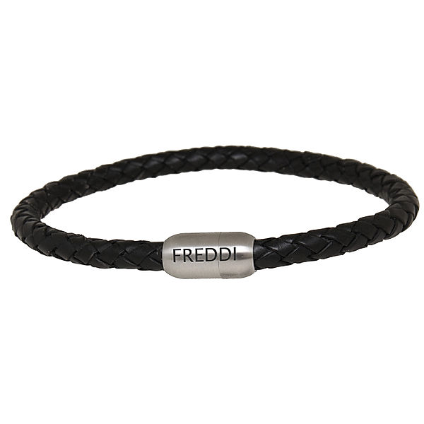 Zeeme Stainless Steel Armband Edelstahl Leder Gravur Edelstahl 19,0cm Mattiert (Ausführung: OHNE Gravur)