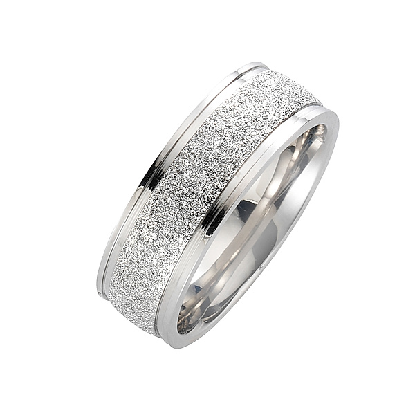 Zeeme Stainless Steel Ring Edelstahl Gesandet / Glanz (Größe: 060 (19,1))