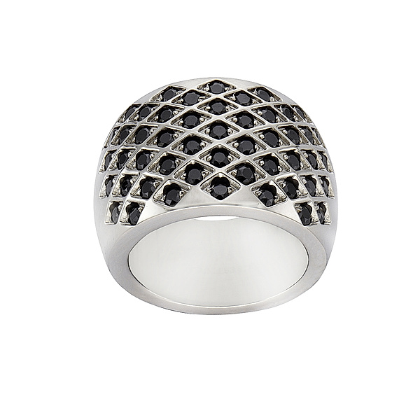 Zeeme Stainless Steel Ring Edelstahl Kristall Rhodiniert (Größe: 056 (17,8))