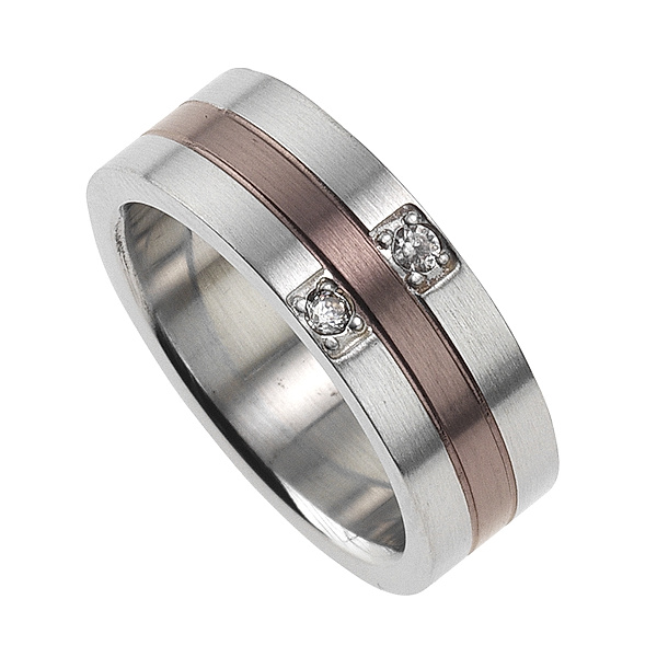 Zeeme Stainless Steel Ring Edelstahl Kristall weiß Glänzend (Größe: 058 (18,5))