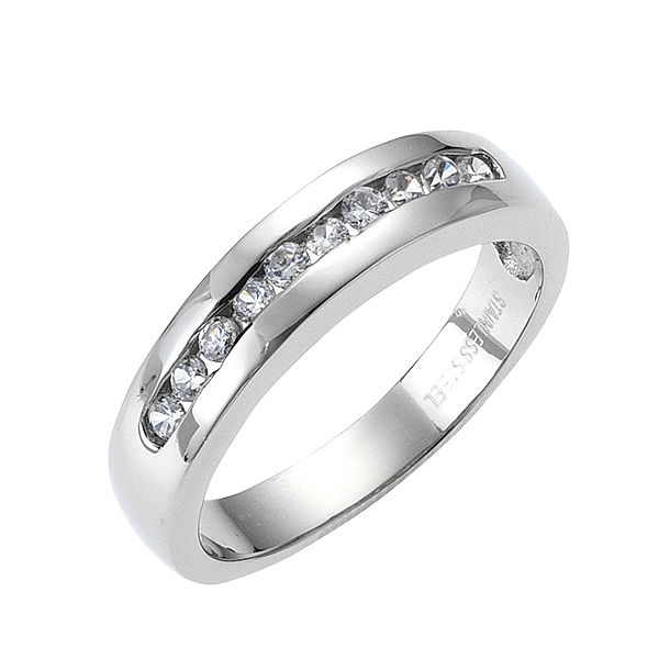 Zeeme Stainless Steel Ring Edelstahl Kristall weiß Glänzend (Größe: 058 (18,5))