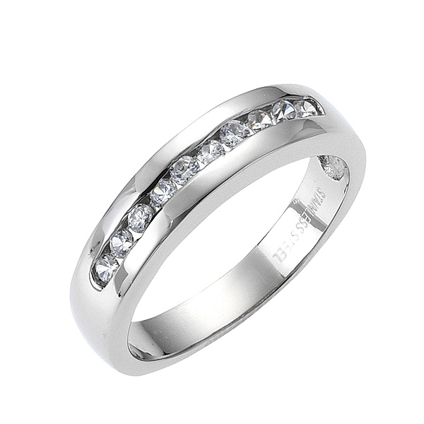 Zeeme Stainless Steel Ring Edelstahl Kristall weiß Glänzend (Größe: 054 (17,2))