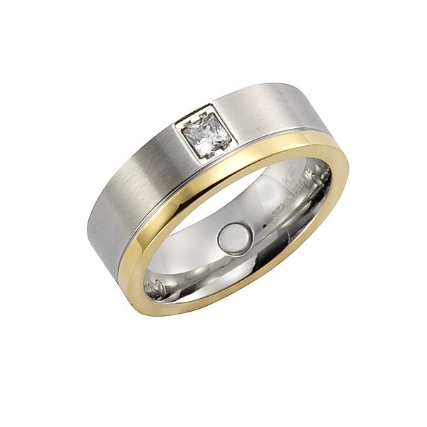 Zeeme Stainless Steel Ring Edelstahl Zirkonia weiß Matt/Glanz (Größe: 054 (17,2))