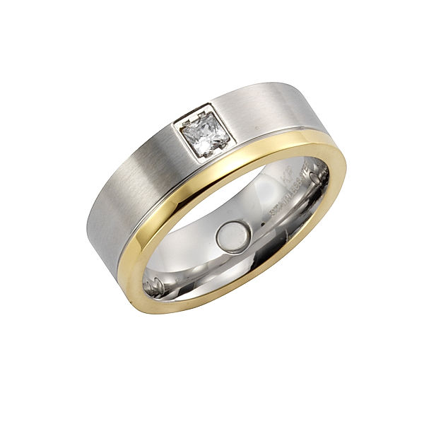 Zeeme Stainless Steel Ring Edelstahl Zirkonia weiß Matt/Glanz (Größe: 064 (20,4))