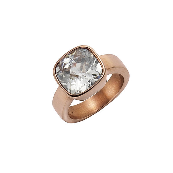 Zeeme Stainless Steel Ring Edelstahl Zirkonia weiß rotvergoldet (Größe: 016 (50,5))